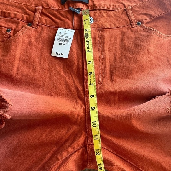 Ashley Stewart Orange Straight Leg Jeans Distressed Size 18 - Picture 8 of 10